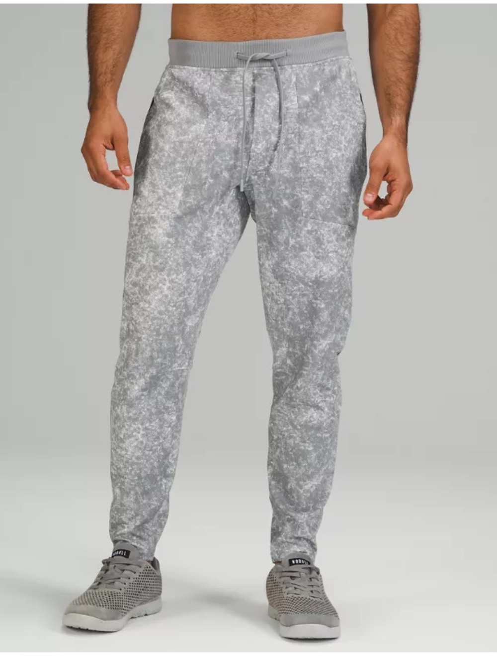 lululemon athletica Textured Tech Pant Grey Marled Drawstring Joggers Large EUC